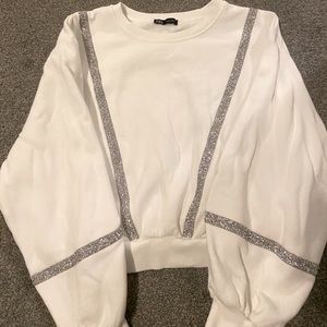 White jewel lined sweater Zara
